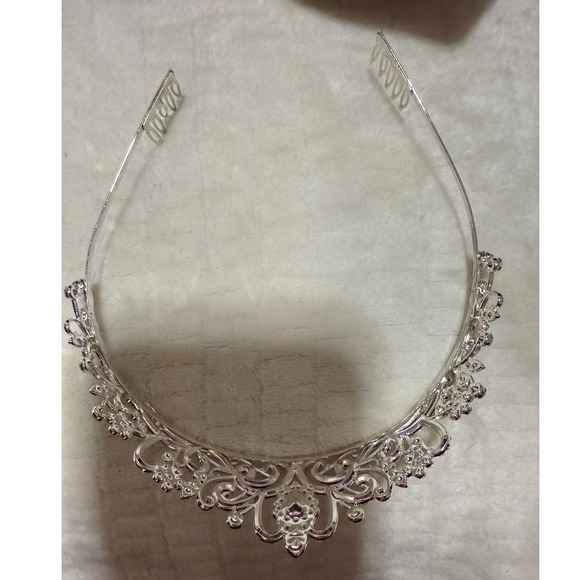 Sparkling Crystal Rhinestone Princess metal Tiara Crown Silver Tone Bridal - Picture 2 of 8
